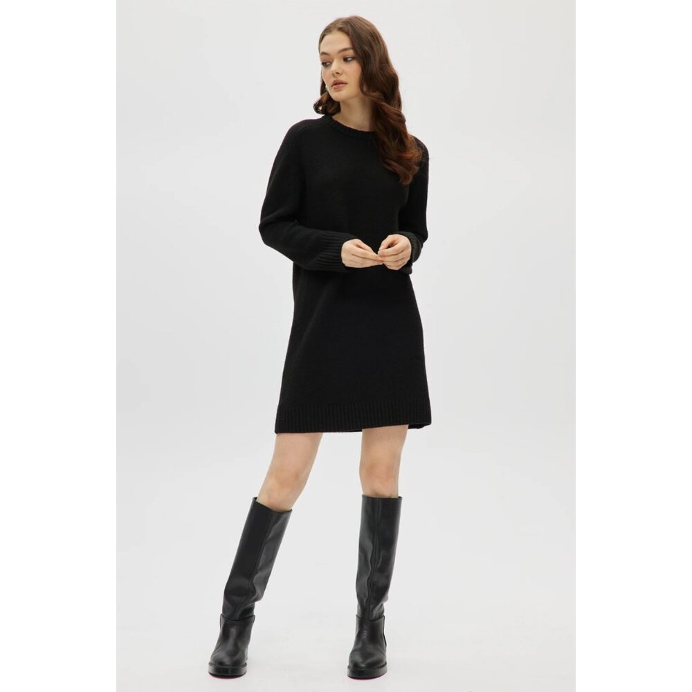 NWT Lovers + Friends Crew Neck Long Sleeve Sweatshirt Mini Dress Black S
